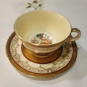 Rare Antique Edgewood 22 karat Gold Encrusted China Coffee/Tea Cup w/Saucer